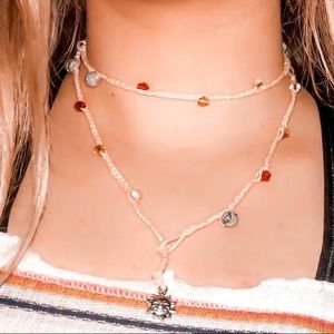 crocheted gemstone necklace